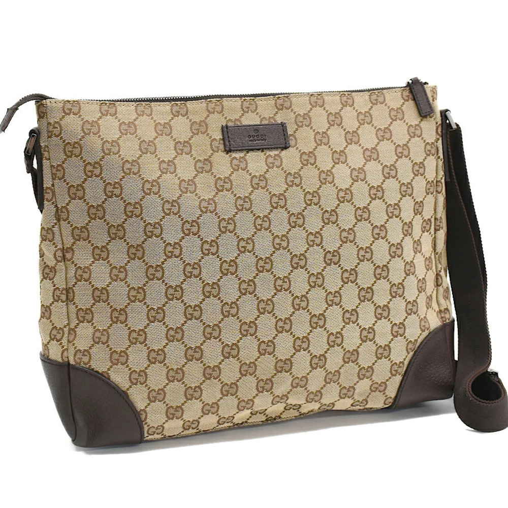 Gucci Crossbody Bag GG Canvas Jacquard Leather Beige Cream Brown